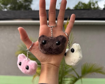 Bear Head Plush Keychain: Soft Fabric Backpack Charm