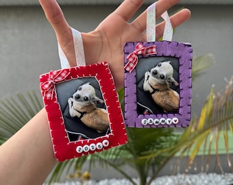 Handmade Felt Photo Ornament | Personalized Picture Frame, 2x3 Wallet Size