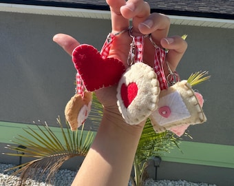 Hand Sewn Felt Heart Keychains – Valentine’s Day Variety Bag Charms