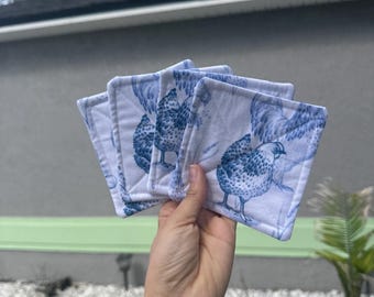 Quilted Fabric Coasters – 4x4 Inch Chicken Pattern Drink Coasters