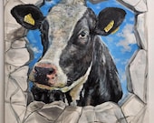 Handgeschilderde koeienkop