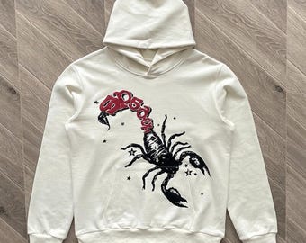 Moletom com capuz unissex creme – Blusa casual streetwear com estampa.