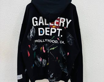 Sudadera con capucha y salpicaduras de pintura en mezcla de algodón negro del Departamento de Galería
