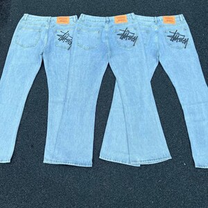 Retro Flare Jeans – Light Wash with Back Print