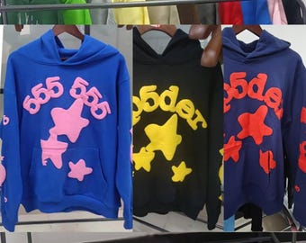 Casual Blue Hoodie – Modern Streetwear Pink Graphic Print