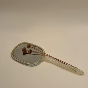 Vintage Vanity Hand Mirror with Etched Floral Glass