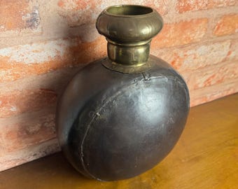 Vintage Hand Hammered Copper Water Vessel | Antique Brass & Copper Flask | No Lid