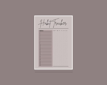 Habit Tracker Printable | Monthly Digital Habit Log | Goal Tracker PDF Download | A4 Printable