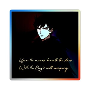 Mystical Raven King Anime Holographic Die-Cut Stickers, Enchanting Anime Art, Decorative for Laptops, Skateboards, Journals, Gift for Fans