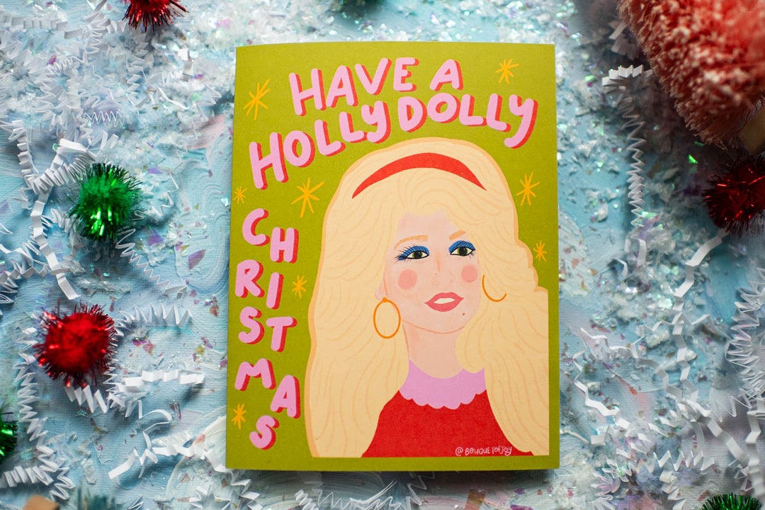 Holly Dolly Christmas Card Etsy