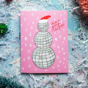 Groovy Disco Ball Snowman Card
