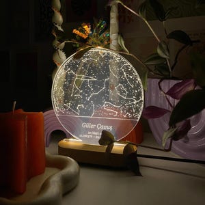 Veilleuse carte des étoiles personnalisée - Lampe LED avec nom et date personnalisés, cadeau significatif pour les couples, souvenir de naissance de bébé, décoration d'intérieur romantique