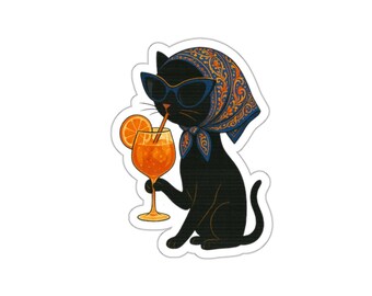 Katz Die Katze Trinkt einen Aperol Spritz in Italien Aufkleber