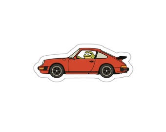 Froge Der Frosch fährt einen roten Sportwagen-Aufkleber
