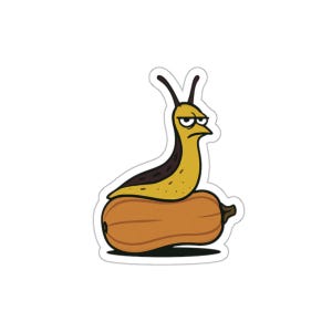 Calcomanía de Sluggy The Slug sentada sobre una calabaza