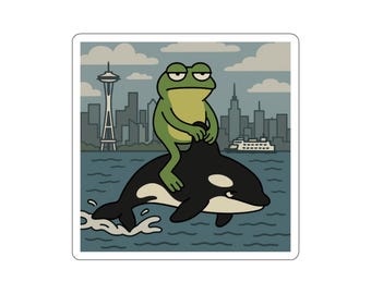 Froge The Frog Riding an Orca in Seattle Decal