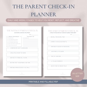 Diario de autocuidado para padres (PDF) / Carta de EE. UU. imprimible / Control de salud mental para mamás y papás / Hoja de trabajo de crianza consciente / Regalo posparto