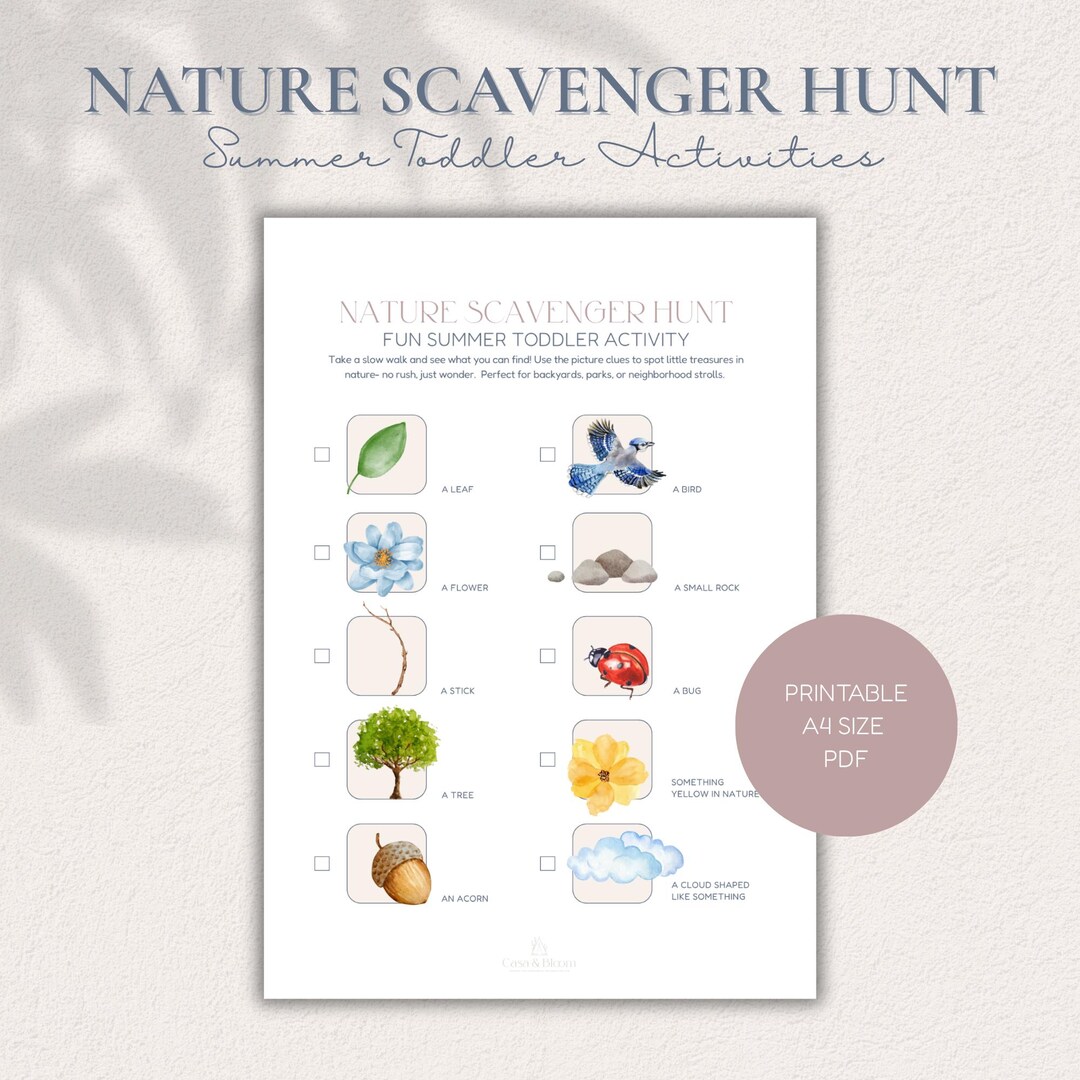 Nature Scavenger Hunt A4 | Outdoor Activity for Toddlers & Preschoolers ...