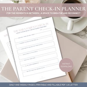 Planificador de registro para padres / Diario y semanal para mamás / Carta imprimible / Hoja de autocuidado / Diario de salud mental / Descarga en PDF