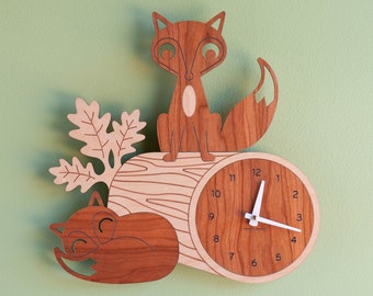 Fox Wood Wall Nursery Clock, Baby, Kids