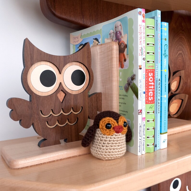 Wood Animal Nursery Bookend Woodland Owl Baby or Kids Wooden Etsy