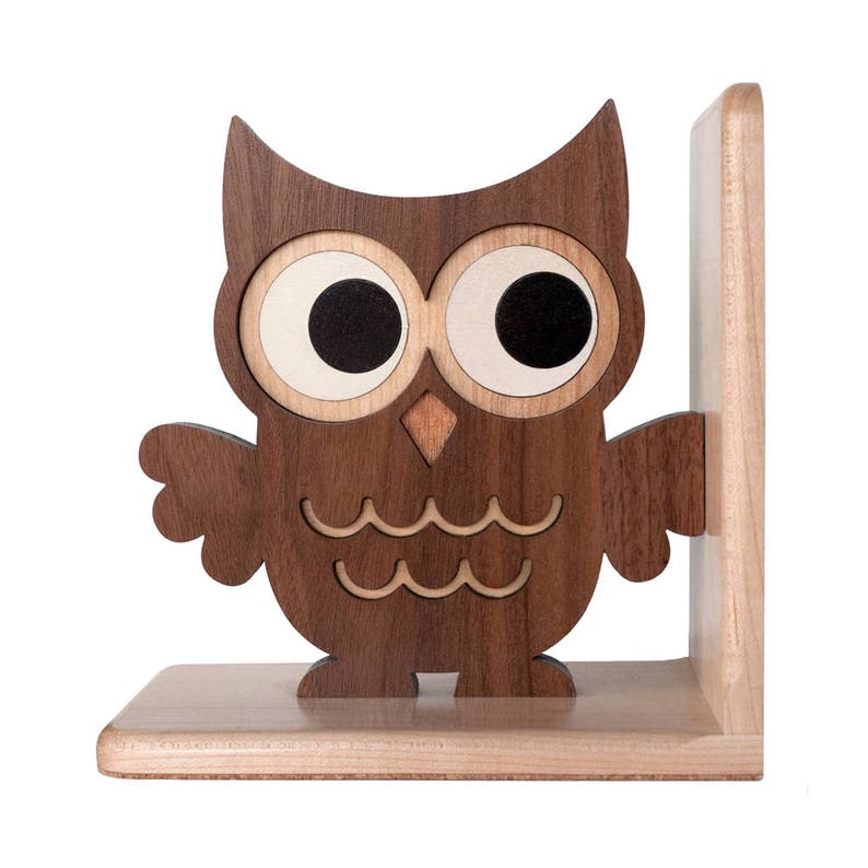 Wood Animal Nursery Bookend Woodland Owl Baby or Kids Wooden Etsy