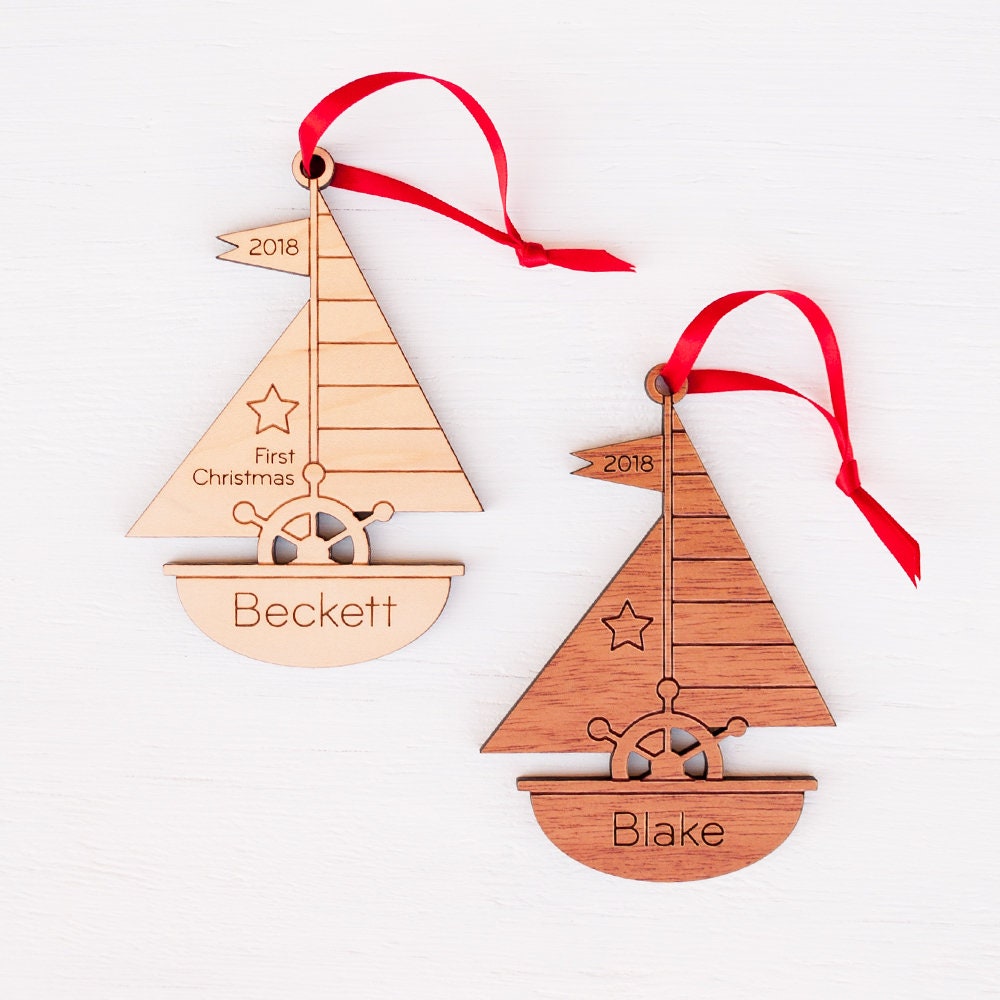 small wooden sailboat ornaments