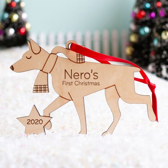 Doberman Pinscher Christmas Ornaments Set of 2 Dobie Maple /& Walnut Doberman Ornaments