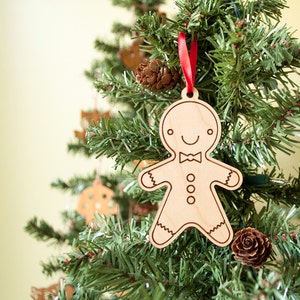 Gingerbread Wood Christmas Ornament Personalized, Baby's First, Kids 2024 Boy + Girl