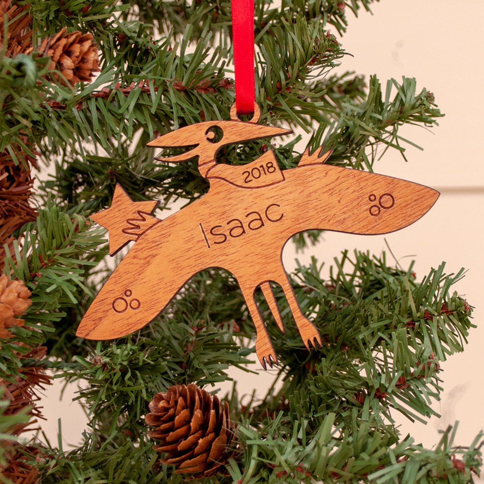 Pterodactyl Dinosaur Wood Christmas Ornament Personalized Etsy