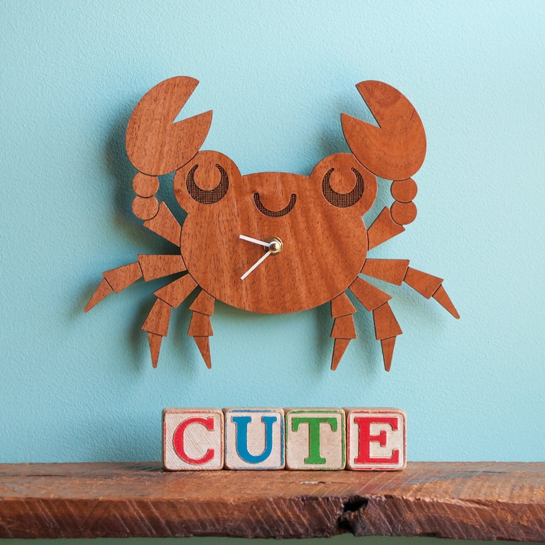 Crab Wood Nursery Wall Clock, Baby Kids Mahogany (sold out)