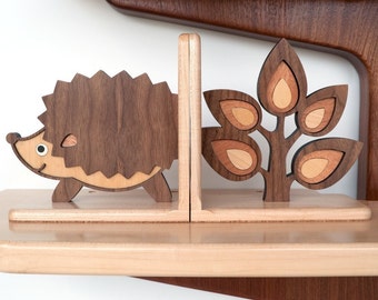 Woodland Animal Bookends: Heirloom Wood Nursery Decor (Set of 2)
