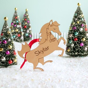 Horse Wood Christmas Ornament Personalized, Baby&#39;s First, Kids 2025