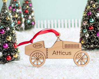 Race Car Wood Christmas Ornament Personalized, Baby's First, Kids 2024