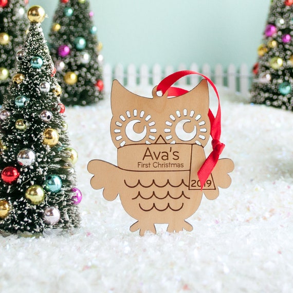 Download Owl Wood Christmas Ornament Personalized Baby S First Etsy