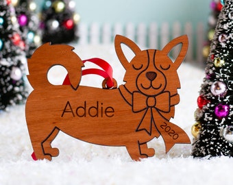 Pembroke Welsh Corgi Dog Wood Christmas Ornament Personalized, Puppy's First, Kids 2024