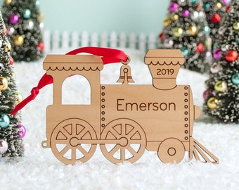 Train Engine Wood Christmas Ornament Personalized, Baby's First, Kids 2026