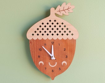 Acorn Wood Nursery Wall Clock, Baby, Kids