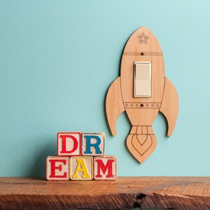 Wood Rocket Light Switch Plate Cover Maple (rocker)