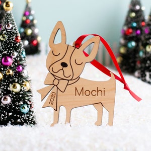 French Bulldog | Boston Terrier Dog Wood Christmas Ornament Personalized, Puppy&#39;s First, Kids 2025