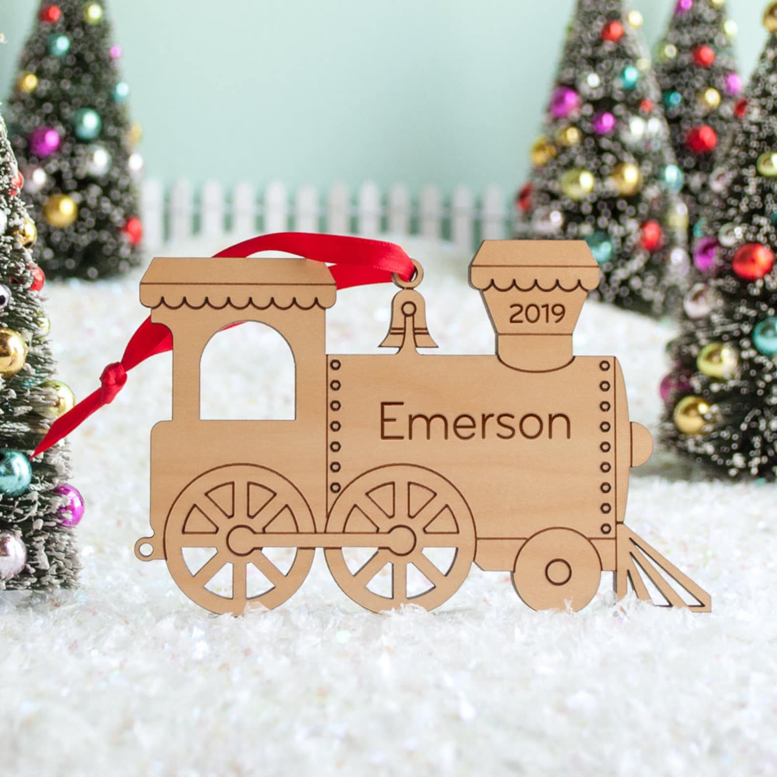 Train Engine Wood Christmas Ornament Personalized Baby's Etsy