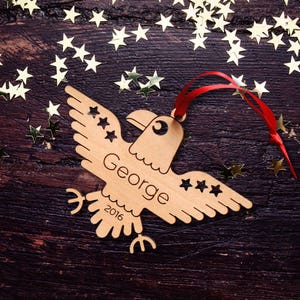 Eagle Wood Christmas Ornament Personalized, Baby's First, Kids 2024 image 4