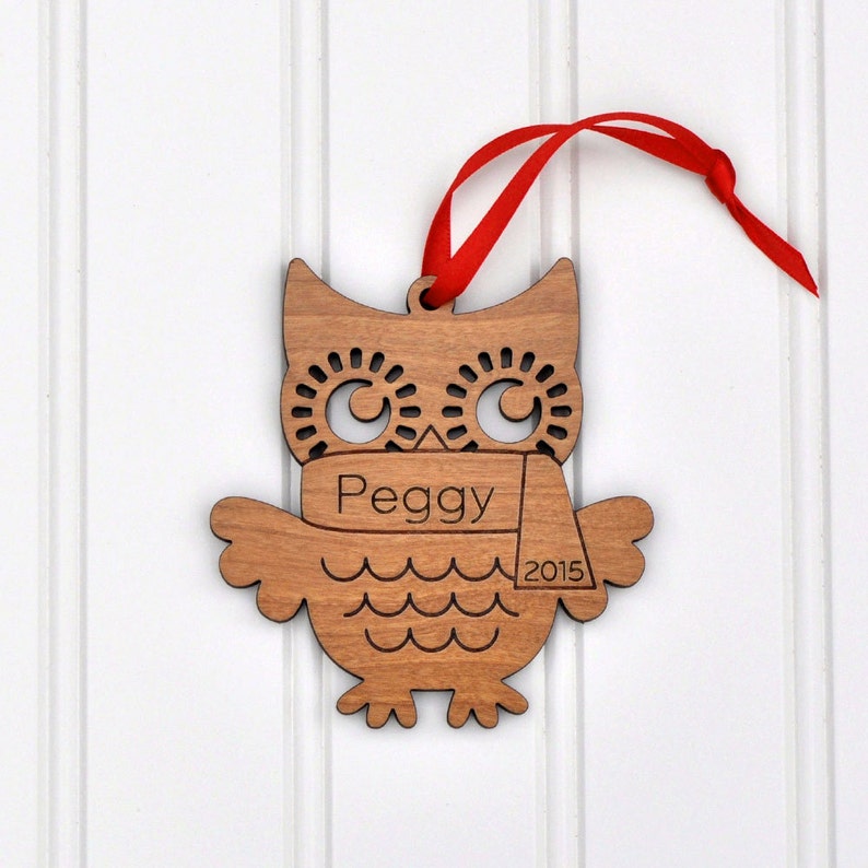 Baby/'s First Christmas 2019 Wood Owl Ornament: Personalized Name Boy or Girl Classic Cute Woodland Animal Ornament