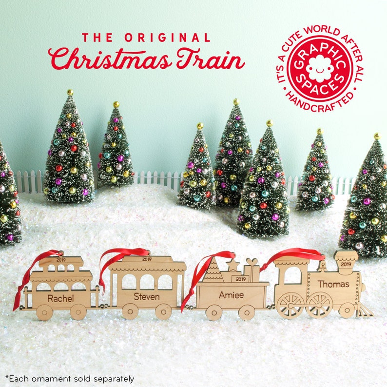 Train Car Wood Christmas Ornament Personalized, Baby's First, Kids 2024 Coach Car image 2