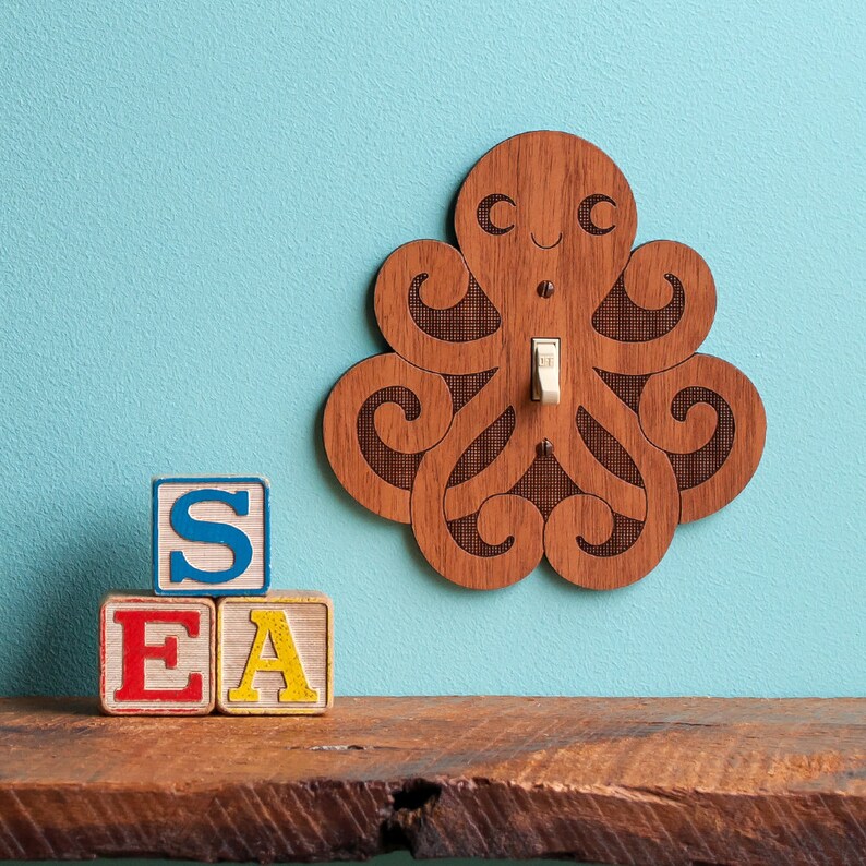 Wood Octopus Light Switch Plate Cover Cherry-out of stock