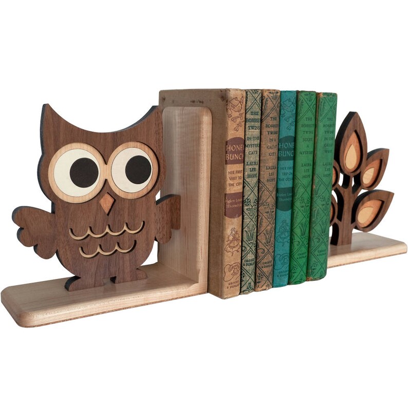 Wood Animal Nursery Bookends: Woodland Forest Friends, Wooden Heirloom Bookends for Baby or Kids, Mix / Match SET OF 2 image 4