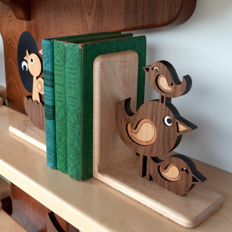 Bird Stack Wood Animal Nursery Bookend Baby or Kids Heirloom Etsy