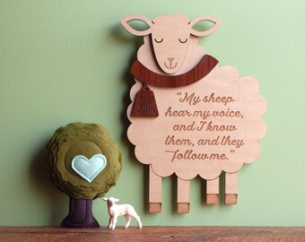 Lamb of God Wood Wall Hanging: Christian Scripture Sign