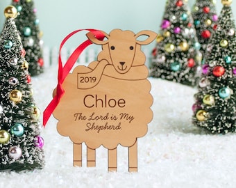 Sheep The Lord is My Shepherd Wood Christmas Ornament Kids 2026