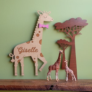 Wood Giraffe Nursery Wall Hanging Sign: Personalized